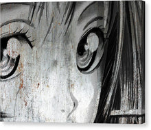 Metallic Anime Girl Eyes 2 Black And White - Canvas Print