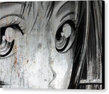 Metallic Anime Girl Eyes 2 Black And White - Canvas Print