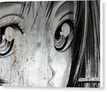 Metallic Anime Girl Eyes 2 Black And White - Canvas Print