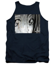 Metallic Anime Girl Eyes 2 Black And White - Tank Top