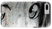 Metallic Anime Girl Eyes 2 Black And White - Phone Case