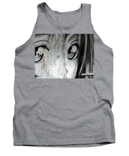 Metallic Anime Girl Eyes 2 Black And White - Tank Top