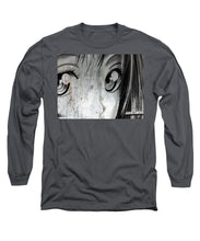 Metallic Anime Girl Eyes 2 Black And White - Long Sleeve T-Shirt