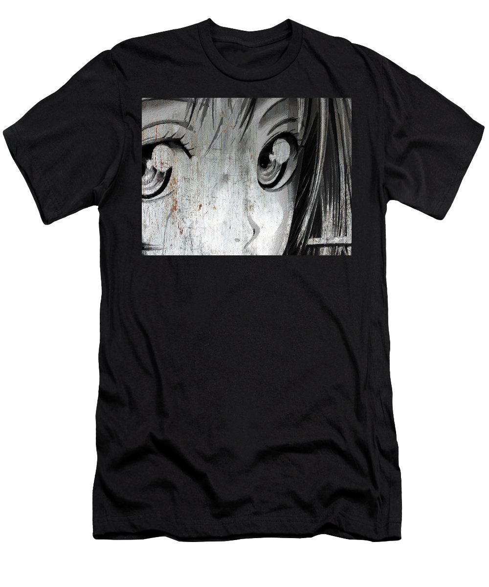 Metallic Anime Girl Eyes 2 Black And White - Men's T-Shirt (Athletic Fit)