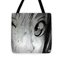 Metallic Anime Girl Eyes 2 Black And White - Tote Bag