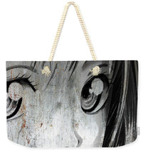 Metallic Anime Girl Eyes 2 Black And White - Weekender Tote Bag