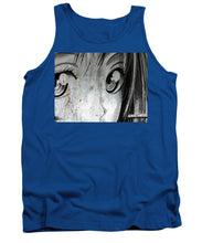 Metallic Anime Girl Eyes 2 Black And White - Tank Top