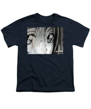 Metallic Anime Girl Eyes 2 Black And White - Youth T-Shirt