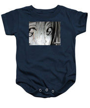 Metallic Anime Girl Eyes 2 Black And White - Baby Onesie