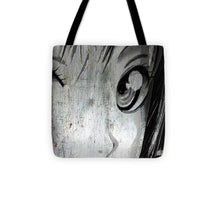 Metallic Anime Girl Eyes 2 Black And White - Tote Bag