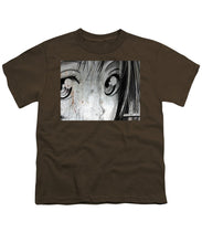 Metallic Anime Girl Eyes 2 Black And White - Youth T-Shirt