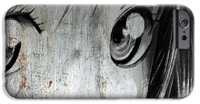 Metallic Anime Girl Eyes 2 Black And White - Phone Case