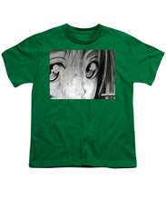 Metallic Anime Girl Eyes 2 Black And White - Youth T-Shirt