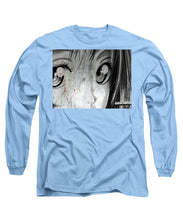Metallic Anime Girl Eyes 2 Black And White - Long Sleeve T-Shirt