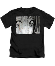 Metallic Anime Girl Eyes 2 Black And White - Kids T-Shirt