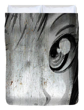 Metallic Anime Girl Eyes 2 Black And White - Duvet Cover