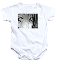 Metallic Anime Girl Eyes 2 Black And White - Baby Onesie