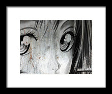 Metallic Anime Girl Eyes 2 Black And White - Framed Print