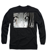 Metallic Anime Girl Eyes 2 Black And White - Long Sleeve T-Shirt