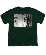 Metallic Anime Girl Eyes 2 Black And White - Youth T-Shirt
