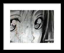 Metallic Anime Girl Eyes 2 Black And White - Framed Print