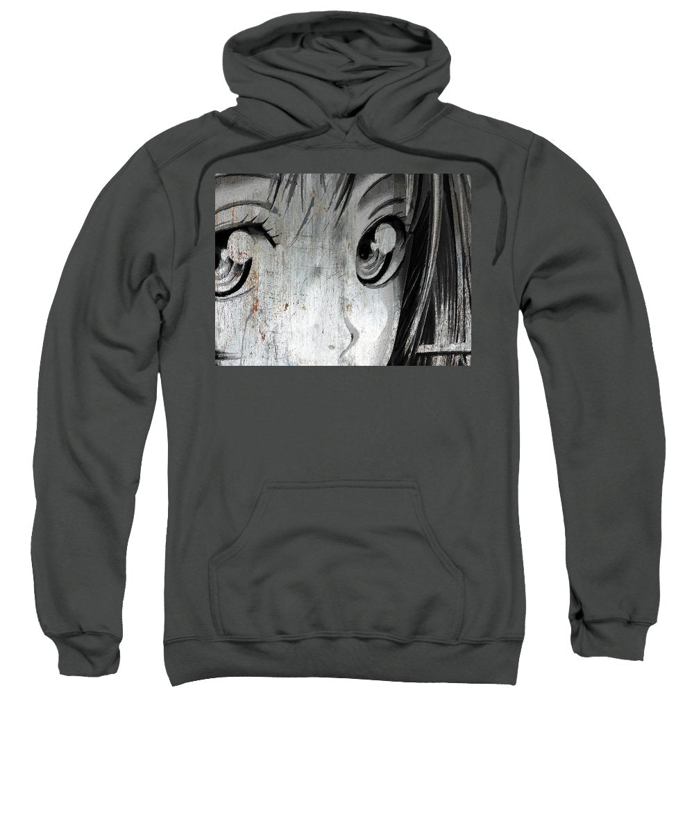 Metallic Anime Girl Eyes Black And White Sweatshirt – Rubino