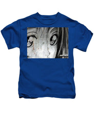 Metallic Anime Girl Eyes 2 Black And White - Kids T-Shirt
