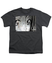 Metallic Anime Girl Eyes 2 Black And White - Youth T-Shirt