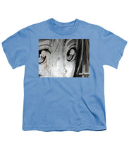 Metallic Anime Girl Eyes 2 Black And White - Youth T-Shirt