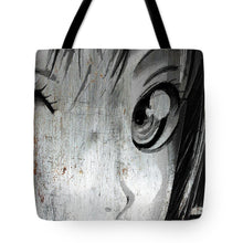 Metallic Anime Girl Eyes 2 Black And White - Tote Bag