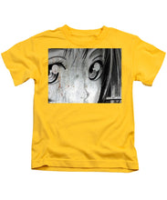 Metallic Anime Girl Eyes 2 Black And White - Kids T-Shirt