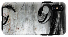 Metallic Anime Girl Eyes 2 Black And White - Phone Case