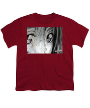 Metallic Anime Girl Eyes 2 Black And White - Youth T-Shirt