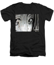 Metallic Anime Girl Eyes 2 Black And White - Men's V-Neck T-Shirt
