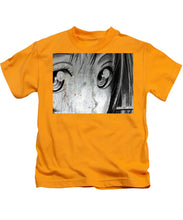 Metallic Anime Girl Eyes 2 Black And White - Kids T-Shirt