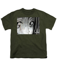 Metallic Anime Girl Eyes 2 Black And White - Youth T-Shirt