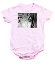 Metallic Anime Girl Eyes 2 Black And White - Baby Onesie