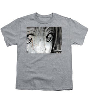 Metallic Anime Girl Eyes 2 Black And White - Youth T-Shirt