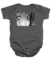 Metallic Anime Girl Eyes 2 Black And White - Baby Onesie
