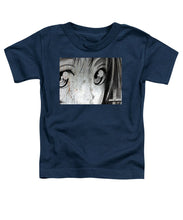 Metallic Anime Girl Eyes 2 Black And White - Toddler T-Shirt