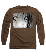 Metallic Anime Girl Eyes 2 Black And White - Long Sleeve T-Shirt