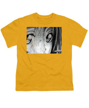 Metallic Anime Girl Eyes 2 Black And White - Youth T-Shirt
