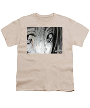 Metallic Anime Girl Eyes 2 Black And White - Youth T-Shirt