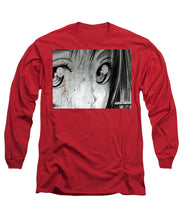 Metallic Anime Girl Eyes 2 Black And White - Long Sleeve T-Shirt