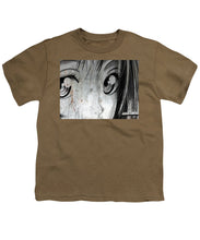 Metallic Anime Girl Eyes 2 Black And White - Youth T-Shirt