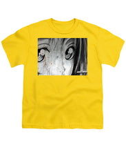 Metallic Anime Girl Eyes 2 Black And White - Youth T-Shirt