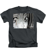 Metallic Anime Girl Eyes 2 Black And White - Kids T-Shirt