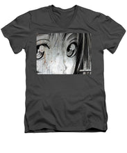 Metallic Anime Girl Eyes 2 Black And White - Men's V-Neck T-Shirt