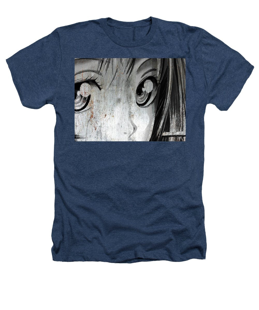 Metallic Anime Girl Eyes 2 Black And White - Heathers T-Shirt