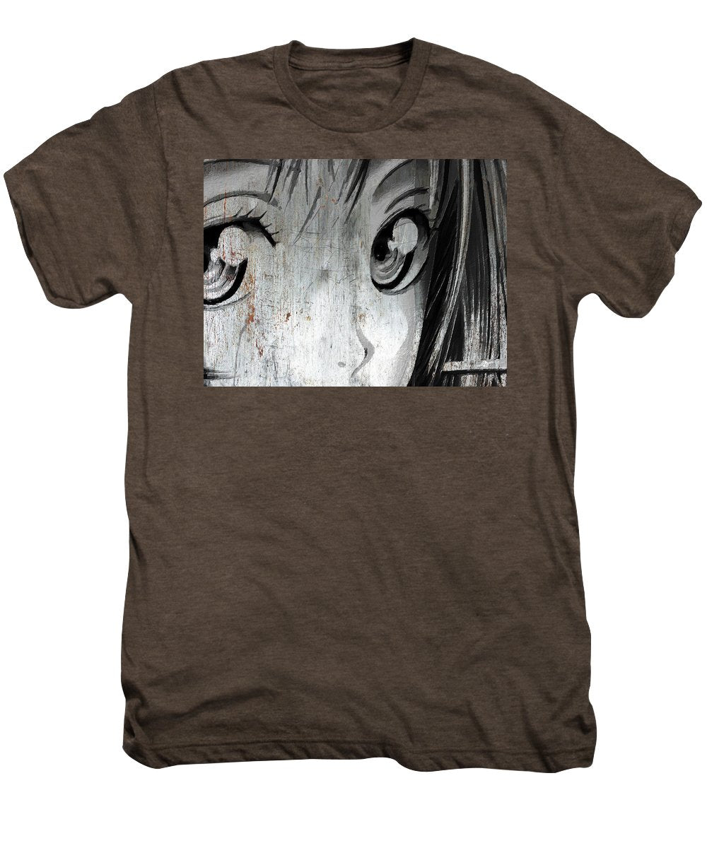 Metallic Anime Girl Eyes 2 Black And White - Men's Premium T-Shirt